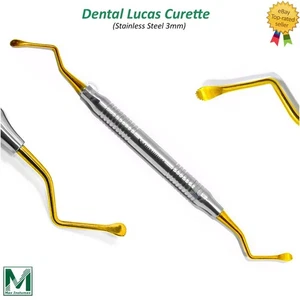 Curetas óseas quirúrgicas Lucas dentales periodontales instrumentos de cuchara dentada de 3 mm - Imagen 1 de 3