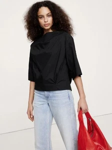 Banana Republic Damen Neu mit Etikett Oversize Baumwollpopeline U-Boot-Ausschnitt Top Small #742553 - Bild 1 von 1