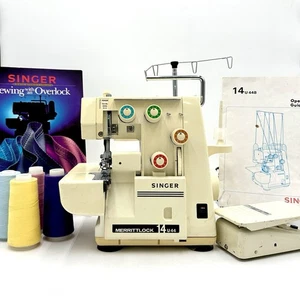 Singer Overlock 14U44B 4-Faden Nähmaschine, Pedal, Führung & 4 Faden getestet - Bild 1 von 20