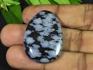 25X36X06MM Naural Snowflake Obsidian Oval Cabochon Loose Gemstone 50Cts. U118 - Picture 1 of 9