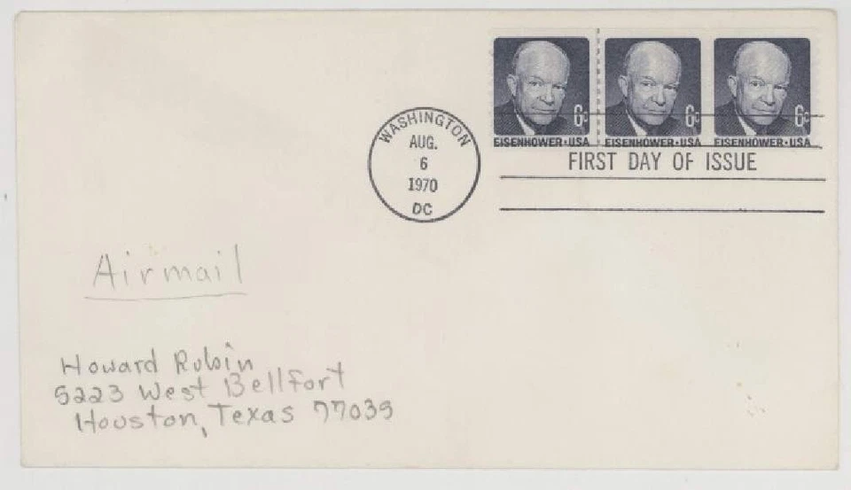 President Dwight Eisenhower 1401 1� Coil LINE PAIR Strip 3 First Day Cover! FDC - Image 1 of 1