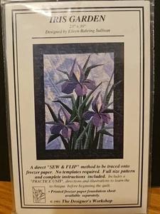 Nuevo patrón de edredón Iris Garden 1993 vintage 23 x 30 método de costura y volteo envío gratuito - Imagen 1 de 3