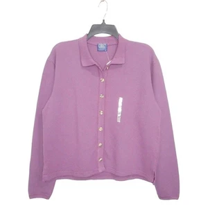 Cobalt Jeanswear Sweater Womens S Purple Button Front Collared Cardigan Top Y2K - Picture 1 of 11