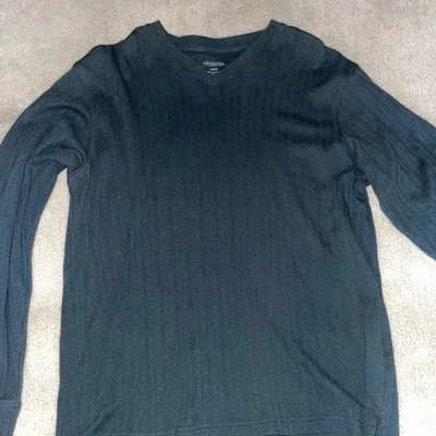 Consensus Sweater Men's Large Gray Cotton Blend V Neck Classic Fit Jumper - Image 1 of 3