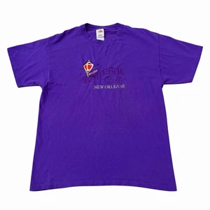 Vintage Bourbon Street New Orleans französisches T-Shirt Herren groß bestickt lila - Bild 1 von 9