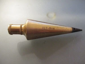 Vintage JLT Plumb Bob 8 oz. Brass Finish Replaceable Tip - Johnson Level & Tool - Picture 1 of 6