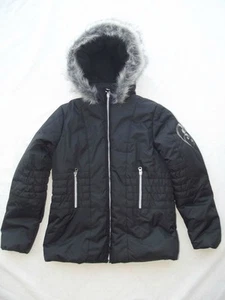 BCX Girl Fur-Trimmed Hooded Jacket Black M(10-12) NWT G82294 - Picture 1 of 4