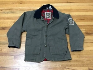 Vintage Y2K Jonathan Stone Chore Coat Kids 7 Green Flannel Long Sleeve Cotton - Picture 1 of 8