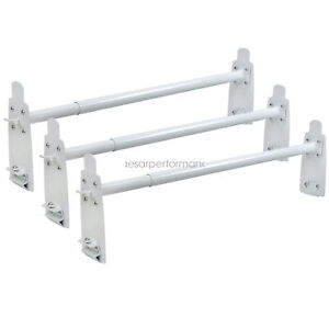 Heavy Duty 3 Bar Roof Ladder Rack For Van Adjustable Steel For Ford GMC Chevy