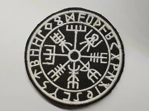 Vegvísir iron on or sew on patch Viking Compass Runes Ragnar Lothbrok Relic - Picture 1 of 2