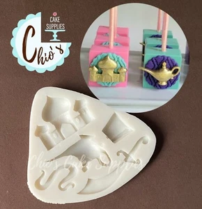 Arabian Themed Silicone Mold Aladdin's Hat, Palace, Genie's Lamp, Sword. - Picture 1 of 4