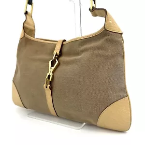 Gucci bamboo jackie shoulder bag Purse Canvas Authentic - Picture 1 of 18