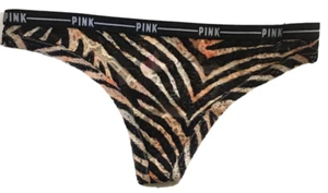Victoria's Secret Tiger Animal Print Tanga Höschen Größe XS durchsichtig Blumen Spitze neu mit Etikett - Bild 1 von 12