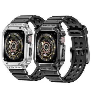 Rugged Military Metal Case+TPU Band Strap For Apple Watch Series 9 8 7 6 5 4 SE - Picture 1 of 16