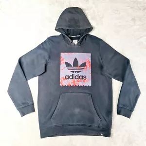 Adidas Size M Black Red Graphic Print Long Sleeve Hooded Pullover Hoodie - Picture 1 of 15