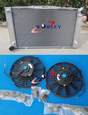 Aluminum radiator&fans for Volvo 850 2.3L 2.4L 92-97 93 94 95 96 twin oil cooler - image 1 of 4