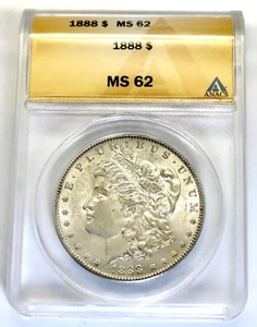 1888-P $1 Morgan Silver Dollar ANACS MS62 Beautiful Luster - Picture 1 of 2