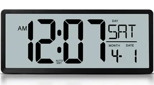 OVERSIZED HIGH DEFINTION DIGITAL LCD DYNAMIC WALL CLOCK 14.5 X 5.9 INCHES BATTER - Picture 1 of 7