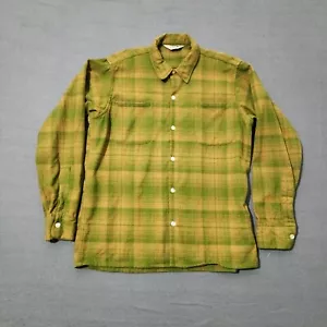 Vintage 60s Woolrich Herren kariertes Hemd mit Knöpfen Größe M senfgelb grün - Bild 1 von 7