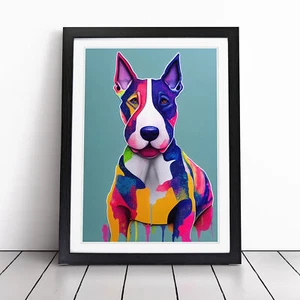 English Bull Terrier Hydrodipped Wall Art Print Framed Canvas Picture Poster - Picture 1 of 8