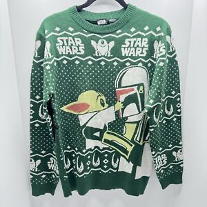 Star Wars Men’s The Mandalorian Grogu Goodbye Holiday Xmas Sweater Medium
