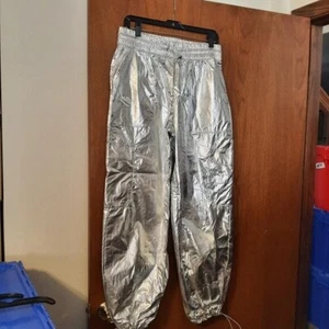 ¡NUEVO! Pantalón Jogger ANewDay Plateado Metálico Cordón Cintura Puños Nylon Suave Talla M - Imagen 1 de 8