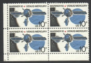 Vintage Unused US Postage Block of 10 Cent Stamps Mariner 10 Venus/Mercury - Picture 1 of 2