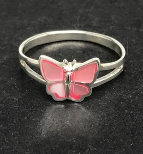 Butterfly ring solid Sterling Silver pink size N Mother of pearl. New. - Picture 1 of 8