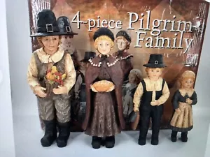 4 Piece Pilgrim Family Costco Hand Painted Thanksgiving Figures 19"/17”/14”/11” - Picture 1 of 5