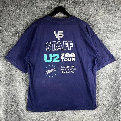 Maglietta U2 Zooropa Zoo TV Tour 1993 Staff Taglia XL Blu Festival Punto Singolo - Immagine 1 di 4