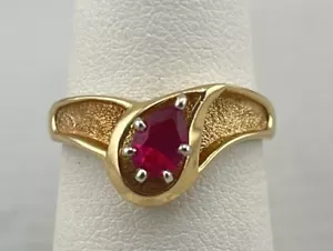 Ring 10 Karat 3,4 g Gelbgold Birnenschliff Rubin Größe 6,5 wunderschön!!! - Bild 1 von 6