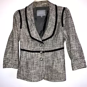 CLASSIQUES ENTIER sz S Neutral Blazer Peplum Fully Lined Jacket Over-Top Tweed - Picture 1 of 5