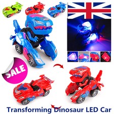 Transforming Dinosaur LED Car - T-Rex Toys Light Sound Electric Toy 3 Color UK