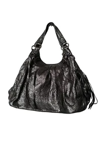 Coach Metallic Gunmetal Shoulder Leather Tote Size L - Picture 1 of 3