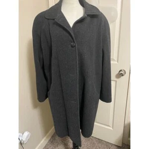 Made in USA Women's Classic Charcoal Gray Wool Over Coat Size 14 - Picture 1 of 8