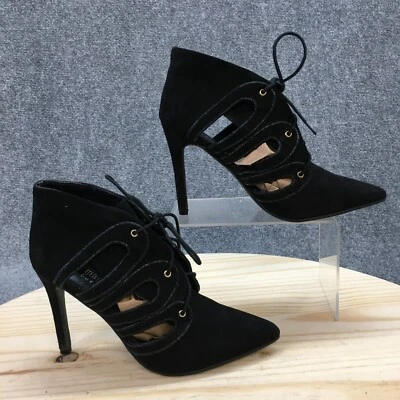 Sapatos femininos Ann Mariano by Bettye Muller 7,5 M gladiador preto camurça salto - Imagem 1 de 4