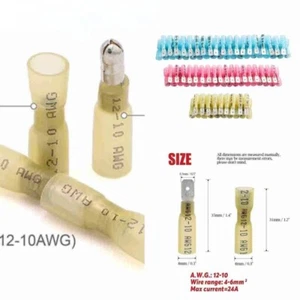22-10AWG Heat Shrink Female Male Spade Bullet Terminals Wire Crimp Connectors - Picture 1 of 17