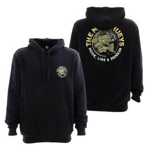 The Mad Hueys Hook Line and Drinker Pullover Fleece Hoodie Black M - Picture 1 of 9