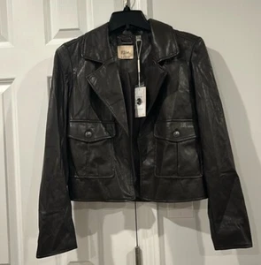NWT Elie Tahari Faux Leather Jacket Women’s XS Dark Chocolate - Picture 1 of 9