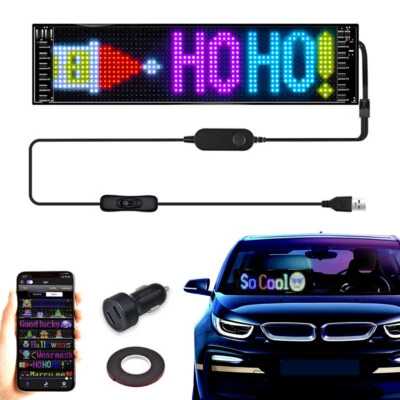 LED Matrix Panel USB 5V Scrolling Bright RGB Light Signs for Car Bluetooth App - Image 1 of 4