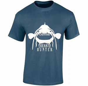 CATFISH BEAST HUNTER TSHIRT white carp bass fishing angling tackle Small - XXL - Picture 1 of 12