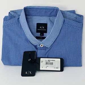 Armani Exchange Men's SLIM FIT STRETCH COTTON LOGO SHORT SLEEVE SHIRT Size Small - Picture 1 of 9