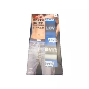 NEW Levis Boxer Briefs 5 Pack blue & grey 100% cotton Size Medium - Picture 1 of 10