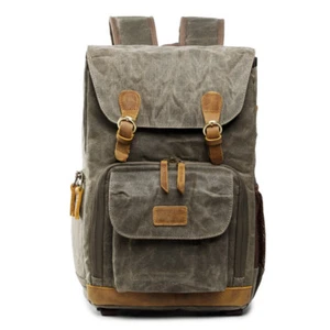 ALLACKI Waterproof Shock-resistant Canvas Camera Bag Retro Style Travel Backpack - Picture 1 of 10