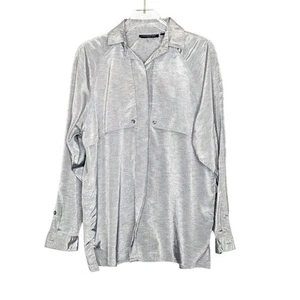 Counterparts Vintage Silver Metallic Long Sleeve Button Up Collared Shirt Size 6 - Bild 1 von 8