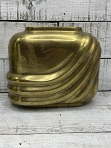 Artesanías decorativas de latón vintage como está Inc. Jarrón contenedor floral Art Deco pesado - Imagen 1 de 24