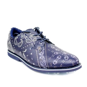 G/FORE Bandana Gallivanter Scarpe da Golf Blu Paisley Pelle Impermeabili Taglia 7,5 - Foto 1 di 12