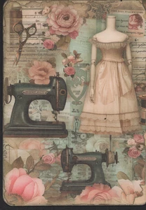 Junk Journal Kunstkarten, Die Näherin, 10 Stück 4 Zoll x 6 Zoll - Bild 1 von 10