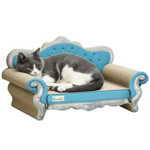 PawHut Cat Scratching Board 2-in-1 Cardboard with Catnip, Blue - Picture 1 of 11