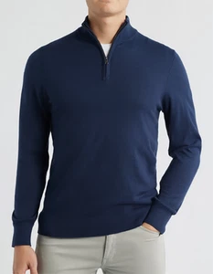 Suéter Nordstrom Para Hombres 100% Merino Lavable 1/4 Cremallera Azul Marino XL NUEVO SIN ETIQUETAS - Imagen 1 de 3
